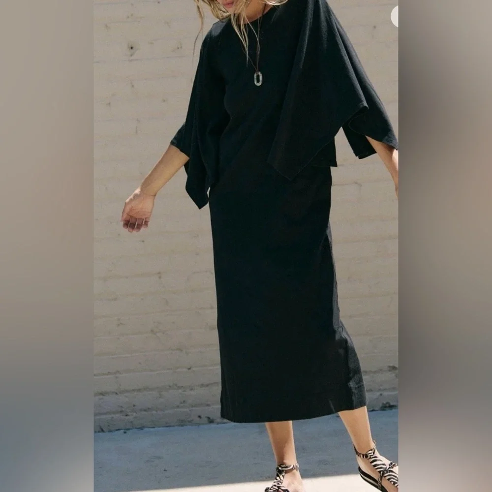 NEW FREE PEOPLE Briar Black Midi Dress, M - Picture 7 of 10